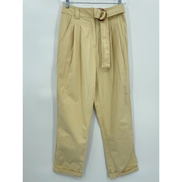 Princess Polly Pants - PRINCESS POLLY High Rise Pleated Relaxed Chino Pants with D-Ring Belt Size 4